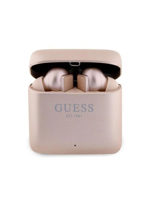 Guess GUTWSSU20ALEGP TWS Bluetooth Earphones + Dock Rose Gold/Rose Gold Printed Logo