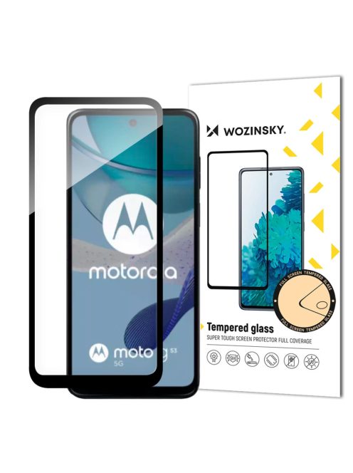 Durable Wozinsky Full Glue Tempered Glass for Motorola G53 Full Screen with Frame - Black