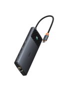 HUB 10in1 Baseus Metal Gleam Series USB-C to USB-C PD / USB-C / 3x USB-A / 2x HDMI / RJ-45 / SD / TF - black