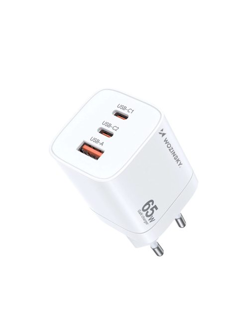 Wozinsky CGWCW 65W USB-A / 2 x USB-C GaN wall charger - white