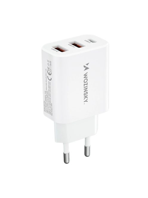 Wozinsky CWCUCW 30W USB-C / 2 x USB-A wall charger - white