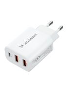 Wozinsky CWCUCW 30W USB-C / 2 x USB-A wall charger - white