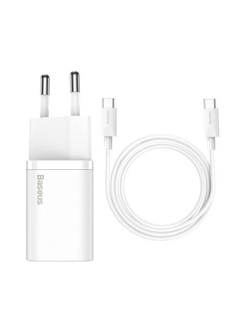 Baseus Si USB-C 25W 3A fast charger with USB-C / USB-C 1m cable - white