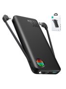 Joyroom JR-L014 22.5W 10000mAh power bank with built-in USB-C / Lightning cables + USB-A - USB-C cable 0.25m - black