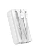 Mini power bank with built-in cables Joyroom JR-PBC06 30W 10000mAh - white