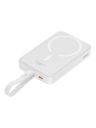 Baseus Magnetic Mini MagSafe 10000mAh 20W powerbank with built-in Lightning cable - white + Baseus Simple Series USB-C - USB-C 60W 0.3m cable