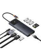 USB HUB 11in1 Baseus Metal Gleam Series II USB-A/USB-C PD/HDMI/DP/RJ45/SD/TF - black