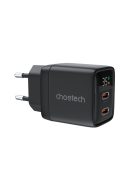 Choetech PD6051 USB-C USB-C PD 35W GaN wall charger with display - black