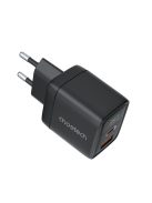 Choetech PD6052 USB-C USB-A PD 35W GaN wall charger with display - black