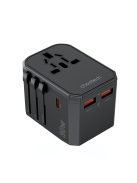 Choetech PD6041 USB-C USB-A PD 30W Travel Charger with 4 Plugs USA EU UK AU - Black