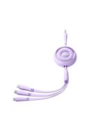 Joyroom Colorful Series S-A40 Cable Retractable 3in1 USB-A - USB-C / Lightning / Micro USB 1m - Purple