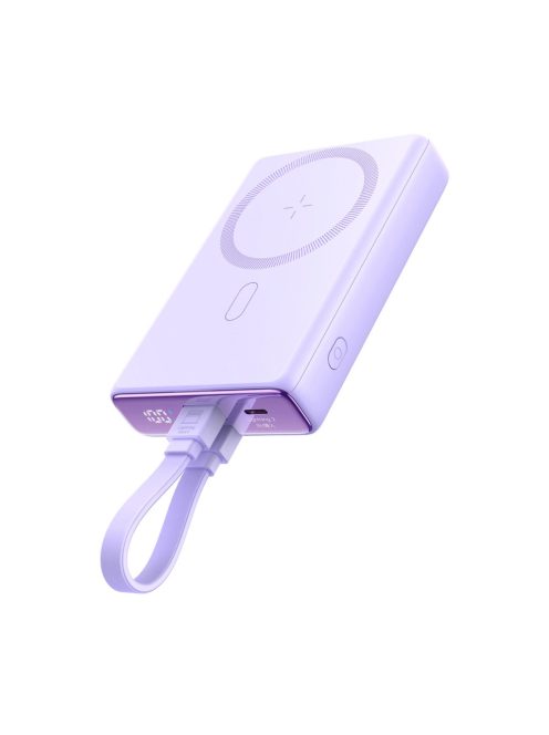 Powerbank Joyroom JR-PBM01 magnetic 10000mAh 20W with stand + Lightning cable - USB-C - purple