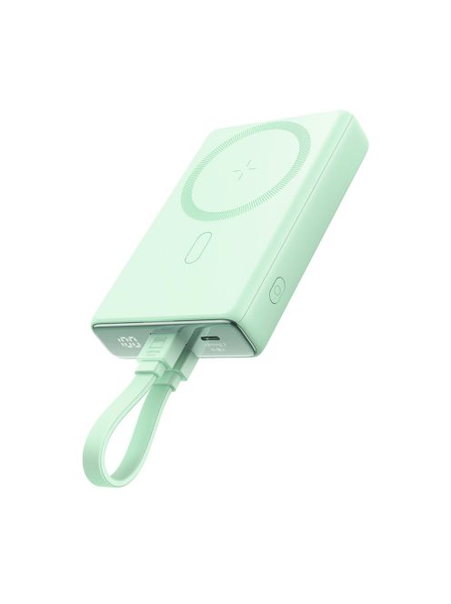 Powerbank Joyroom JR-PBM01 magnetic 10000mAh 20W with stand + Lightning cable - USB-C - green