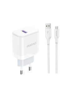   Dudao A20EU USB-A 18W network charger - white + USB-A - micro USB cable