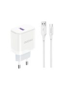 Dudao A20EU USB-A 18W network charger - white + USB-A - USB-C cable