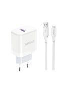 Dudao A20EU USB-A 18W network charger - white + USB-A - Lightning cable