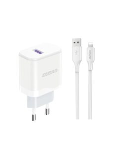   Dudao A20EU USB-A 18W network charger - white + USB-A - Lightning cable