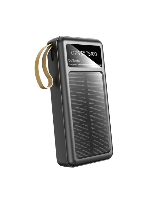 Dudao K18+ solar powerbank 20000 mAh with USB-A / USB-C / Lightning / micro USB cables - black