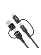 Wozinsky WNBAA 4in1 cable 2x USB-C 1x USB-A 1x Lightning 60W 1 m - black