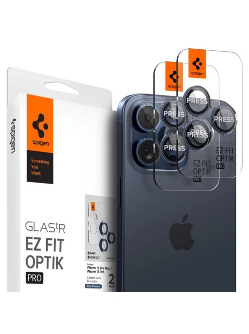 Spigen Optik.tR EZ Fit Camera Protector for iPhone 14 Pro / Pro Max / 15 Pro / Pro Max - Titanium Blue 2 pcs.