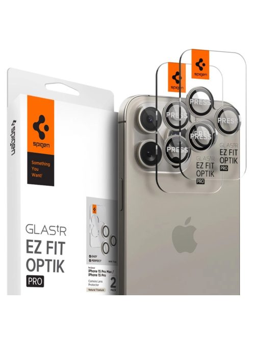 Spigen Optik.tR EZ Fit Camera Protector for iPhone 14 Pro / Pro Max / 15 Pro / Pro Max - natural titanium 2 pcs.