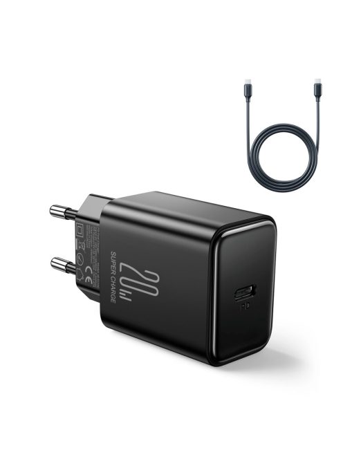 Joyroom JR-TCF06 USB-C PD 20W wall charger + USB-C cable - black