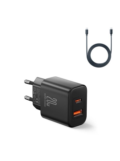 EU Joyroom JR-TCF05 20W USB-A USB-C charger + USB-C cable - black