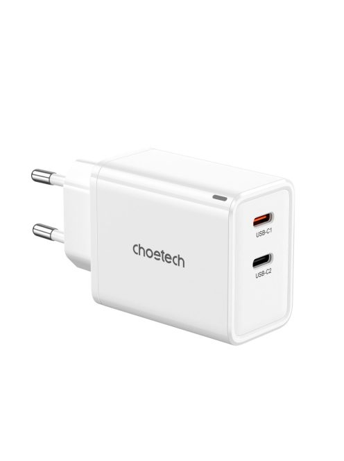 Choetech PD6013 2x USB-C PD 65W GaN wall charger - white