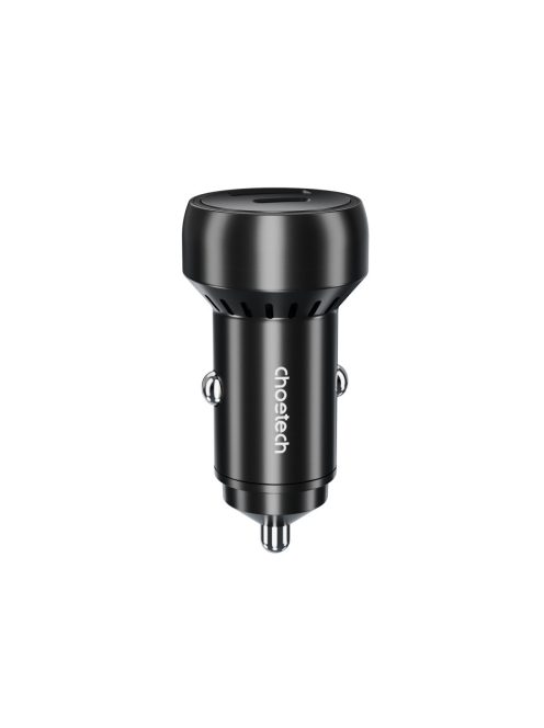 Choetech TC0014 USB-C USB-A PD 60W car charger with LED backlight - black