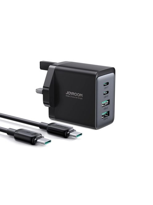 Joyroom TCG02 PD USB-C USB-A 67W GaN wall charger (UK) + USB-C cable - black