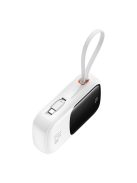 Baseus Qpow Pro+ 20000mAh 22.5W powerbank with built-in USB-C cable and display - white