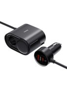 Baseus High Efficiency Pro 2x cigarette lighter socket adapter with USB-A USB-C 30W charger - black