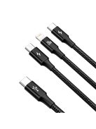 Baseus Rapid Series 3in1 USB-C - USB-C / Lightning / micro USB cable 20W PD 1.5m - black