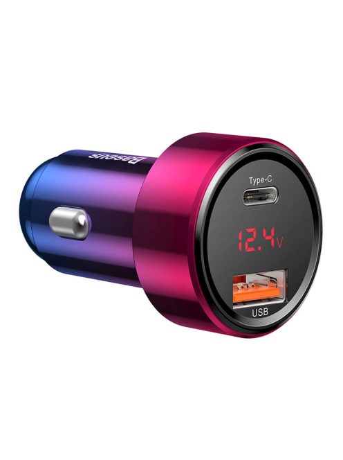 Baseus Magic Series PPS USB-C / USB-A 45W PD QC 6A car charger - pink and blue