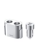 Baseus CRDYQ-0S splitter 2x cigarette lighter socket 80W 2x USB-A 3.1A - silver