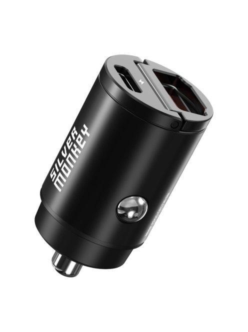 Silver Monkey PDQC-CPCT30-SM 30W car charger 1x USB-C PD 1xUSB-A QC - black