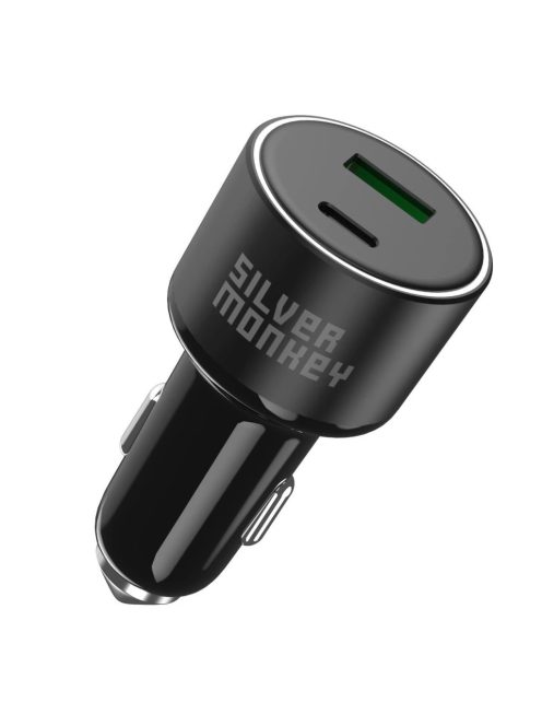 Silver Monkey SMA014 100W car charger 1xUSB-C PD 1xUSB-A QC 3.0 - black