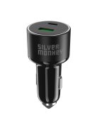 Silver Monkey SMA014 100W car charger 1xUSB-C PD 1xUSB-A QC 3.0 - black