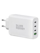 Silver Monkey GaN 130W wall charger 3x USB-C PD 1x USB-A 3.0 QC - white