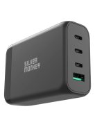 Silver Monkey SMA151 130W GaN charger 3xUSB-C PD USB-A QC 3.0 with detachable power cable - black