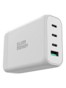 Silver Monkey SMA152 130W GaN charger 3xUSB-C PD USB-A QC 3.0 with detachable power cable - white