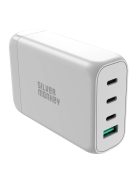 Silver Monkey SMA152 130W GaN charger 3xUSB-C PD USB-A QC 3.0 with detachable power cable - white