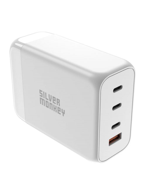 Silver Monkey SMA156 200W GaN charger 3x USB-C PD USB-A QC 3.0 with detachable power cable - white