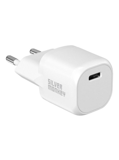 Silver Monkey Mini USB-C 20W PD wall charger - white