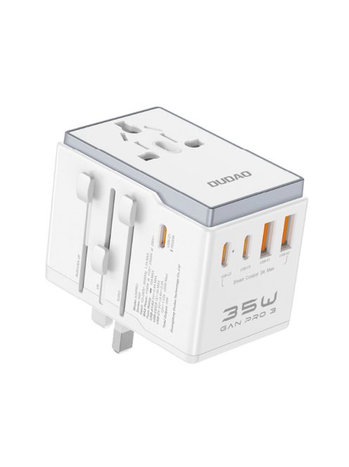 Dudao A35Pro 35W EU / UK / AUS / US / JP travel adapter 3x USB-C 2x USB-A - white