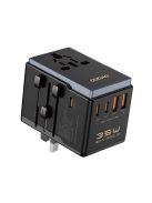 Dudao A35Pro 35W EU / UK / AUS / US / JP travel adapter 3x USB-C 2x USB-A - black