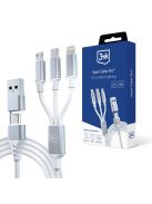 3mk Hyper Cable 3in1 USB-A - USB-C / USB-C - micro USB - Lightning 1.5m - white