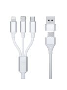 3mk Hyper Cable 3in1 USB-A - USB-C / USB-C - micro USB - Lightning 1.5m - white