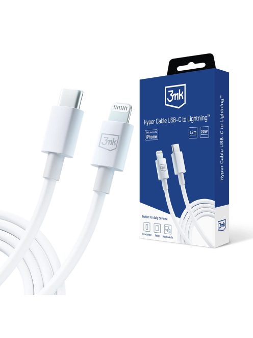 3mk Hyper Cable USB-C / Lightning 20W 1.2m - white