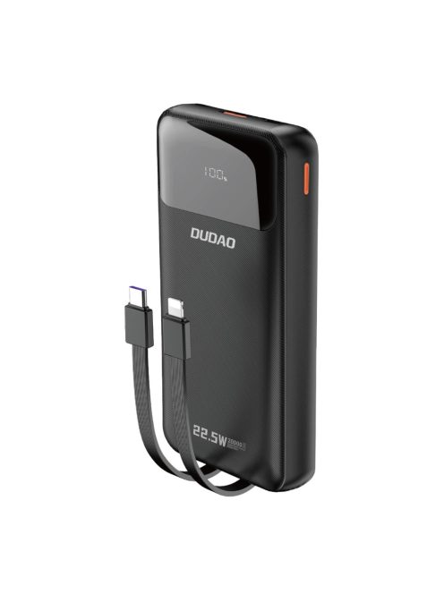 Dudao K15Pro Powerbank 20000mAh 22.5W PD USB-C / USB-A / built-in Lightning and USB-C cables - black